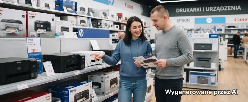Klientka odbierająca materiały eksploatacyjne od doradcy w salonie Allplus