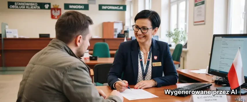 Przedstawicielka urzędu publicznego z dokumentami przy urządzeniu wielofunkcyjnym HP
